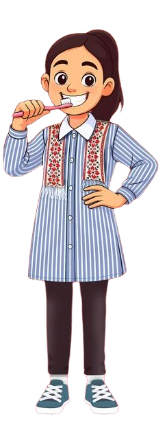 ASMA mascot - girl brushing teeth